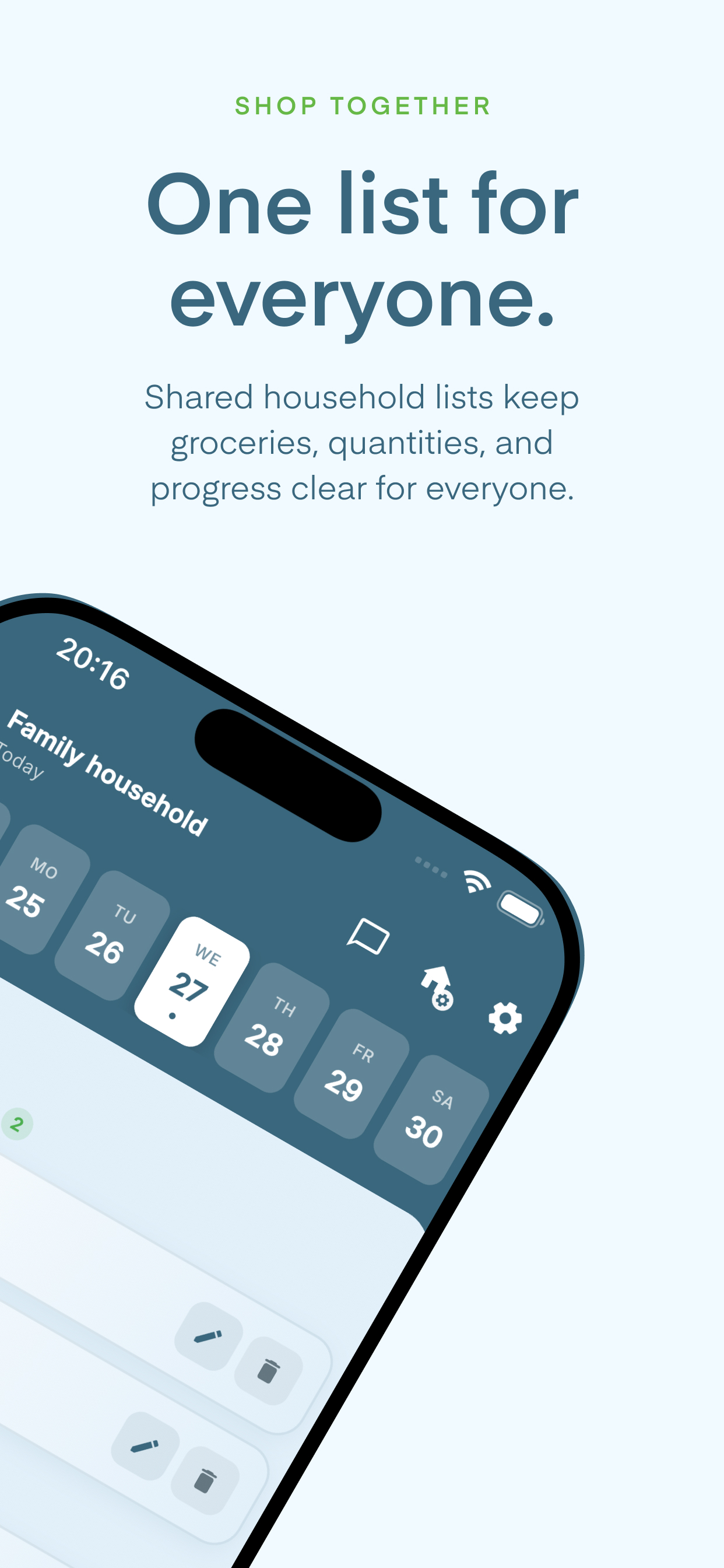 Shared household shopping list